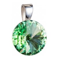 Stříbrný přívěsek s krystaly Swarovski zelený kulatý-rivoli 34112.3
