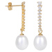 JwL Luxury Pearls Zlacené perlové náušnice s krystaly JL0405