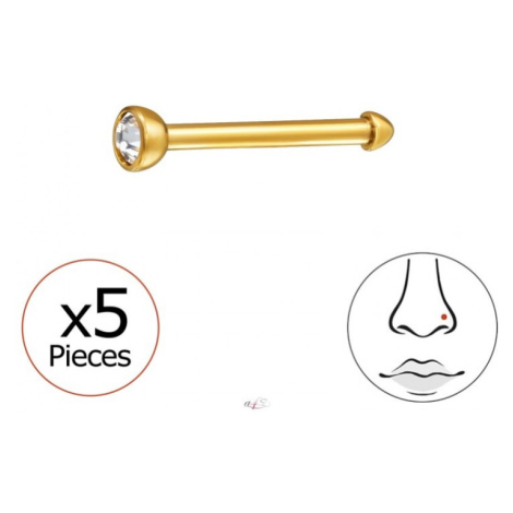 All4Silver Náušnice piercing do nosu zlatý S2990