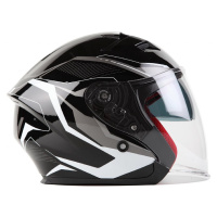MAXX OF 878 Skútrová helma s plexi a sluneční clonou - černo/stříbrná