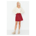 Trendyol Claret Red Suede Mini Knitted Skirt