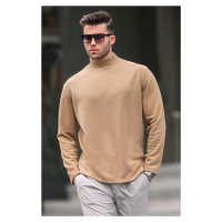 Madmext Men's Beige Turtleneck Oversize Sweater 6114