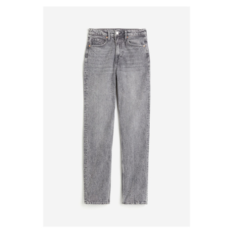 H & M - Slim Straight High Jeans - šedá H&M