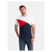 Ombre Tri-color men's cotton t-shirt - white and navy blue