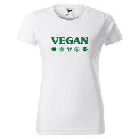 DOBRÝ TRIKO Dámské tričko s potiskem Vegan symboly Barva: Bílá