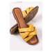 Žluté kožené nízké pantofle 5-27117