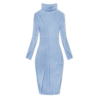 Světle modré tužkové šaty s rolákem (MM98015)