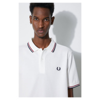 Bavlněné polo tričko Fred Perry Twin Tipped Shirt bílá barva, s aplikací, M3600.T60