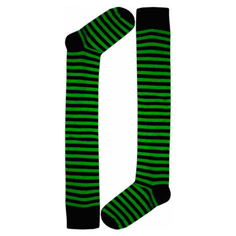 Stripes pruhované podkolenky - nadkolenky černozelené zelená