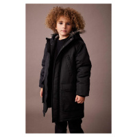 DEFACTO Boy's Hooded Water Repellent Plush Lining Long Coat