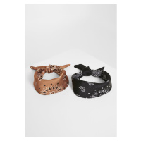 Šátek // Urban classics Satin Bandana 2-Pack black+cognac