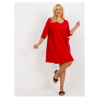 Červené mikinové šaty plus size basic s kapsami