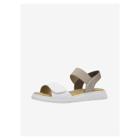 Béžovo-bílé dámské kožené sandálky Rieker