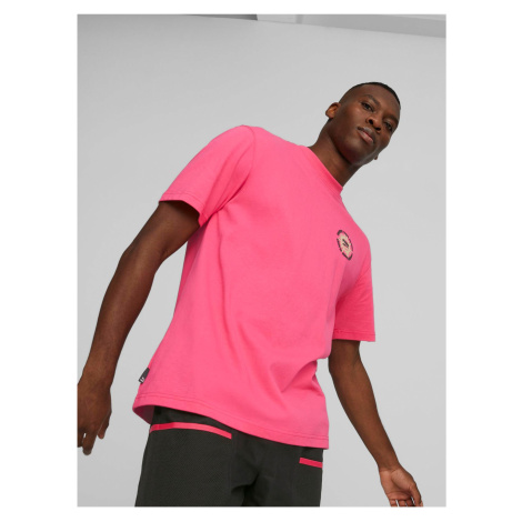 Růžové pánské volné tričko Puma - Pánské