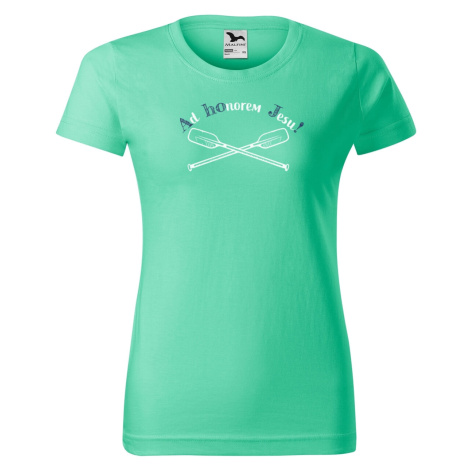 DOBRÝ TRIKO Dámské tričko na vodu s potiskem AHOJ Barva: Mátová