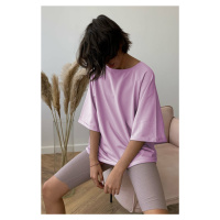 Madmext Light Lilac Oversize Women's Basic T-Shirt
