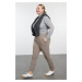 Trendyol Curve Mink Carrot Fit Knitted Plus Size Trousers