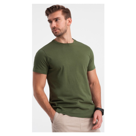 Ombre Pánské tričko s krátkým rukávem Douma olivová Zelená