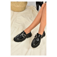 Dámské ležérní boty Fox Shoes z černé lakované kůže