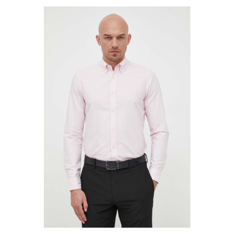 Bavlněná košile BOSS BOSS ORANGE růžová barva, regular, s italským límcem Hugo Boss