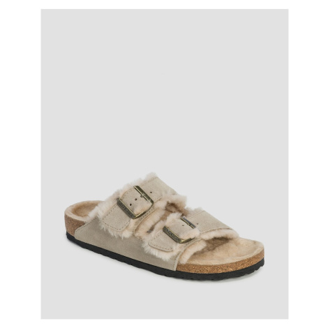 Béžové Dámské Vlněné Pantofle Birkenstock Arizona Shearling Narrow