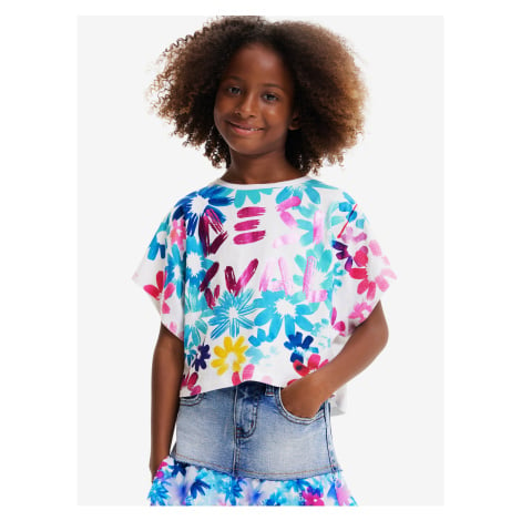 Modro-bílé holčičí květované tričko Desigual Biscuit