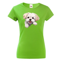 Dámské tričko s potiskem Maltézsky psík - vtipné tričko