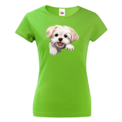 Dámské tričko s potiskem Maltézsky psík - vtipné tričko BezvaTriko