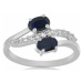 Prsten stříbrný s modrým safírem a zirkony Ag 925 026069 SAF - 62 mm 2,9 g