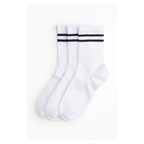 H & M - Sportovní ponožky 3 páry - bílá H&M