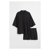 H & M - Pyžamo z lněné směsi - černá