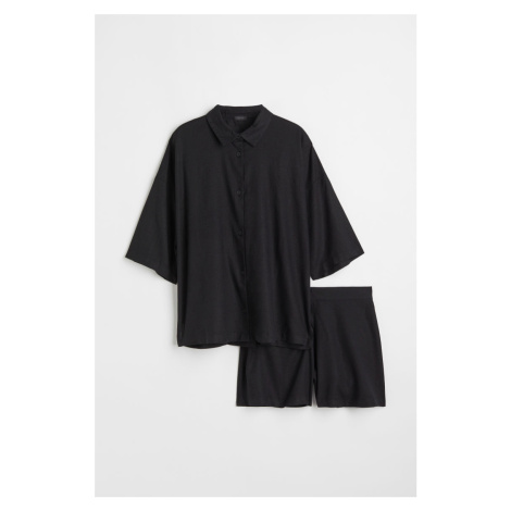 H & M - Pyžamo z lněné směsi - černá H&M