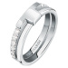 Trussardi Půvabný ocelový prsten se zirkony T-Logo TJAXC42