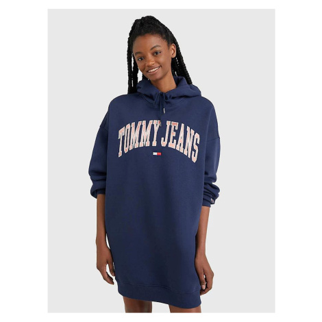Tmavě modré dámské mikinové šaty s kapucí Tommy Jeans Tommy Hilfiger
