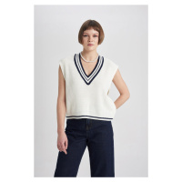 DEFACTO Relax Fit V Neck Thessaloniki Fabric Sweater