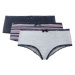 esmara® Dámské kalhotky s BIO bavlnou, 3 kusy (pruhované / navy modrá / šedá)