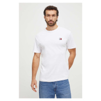 Bavlněné tričko Tommy Jeans bílá barva, s aplikací, DM0DM17995