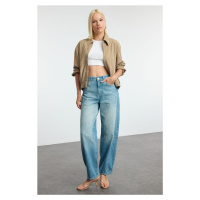 Trendyol Blue Stitch Detailed High Waist Barrel Baggy Jeans