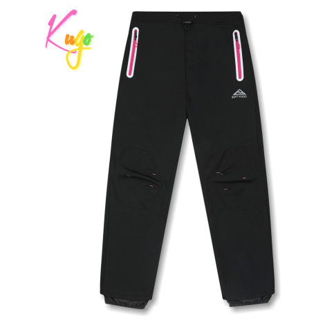 Dívčí softshellové kalhoty, zateplené - KUGO HK1807, černá /růžové zipy Barva: Černá