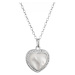 Evolution Group Stříbrný náhrdelník srdce s perleťovým zirkonem 12058.1