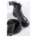 Černé šněrovací kotníkové boty 1-26819