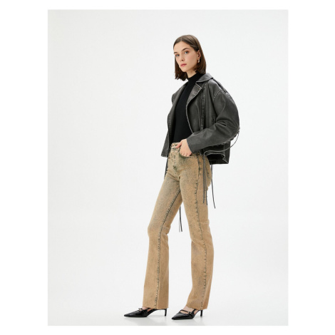 Koton Distressed Lightweight Flare Jeans Slim Fit Standard Waist Cotton Pocket - Victoria Slim J