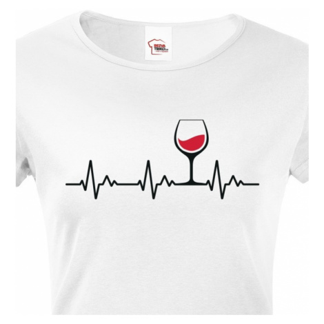 Dámské tričko s vtipným motivem tep vína - Ekg víno BezvaTriko