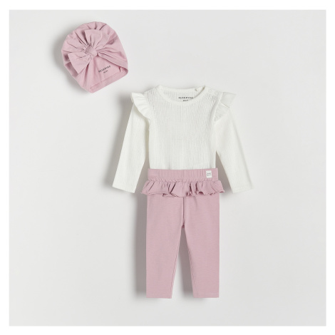 Reserved - Bavlněná souprava s čepicí - Růžová