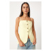 Happiness İstanbul Women's Light Yellow Suspender Woven Vest