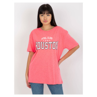 Fluo růžové volné dámské tričko s nápisem