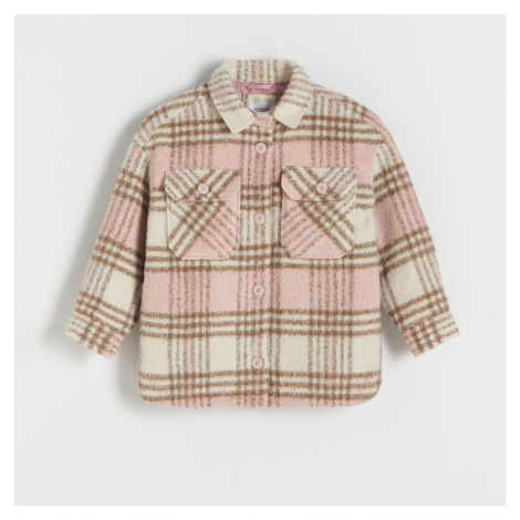 Reserved - Kostkovaná košilová bunda - Růžová