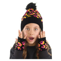 Mushi Pink Leopard Girl's Beret and Gloves Set