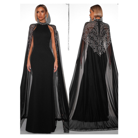 Černé plesové dlouhé šaty MORMONT s vlečkou