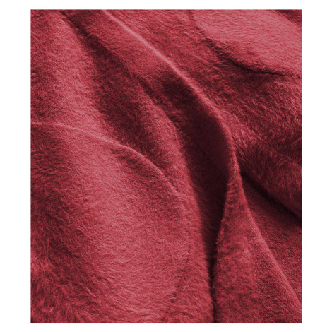 Dlouhý vlněný přehoz přes oblečení typu alpaka v malinové barvě s kapucí (908) Made in Italy